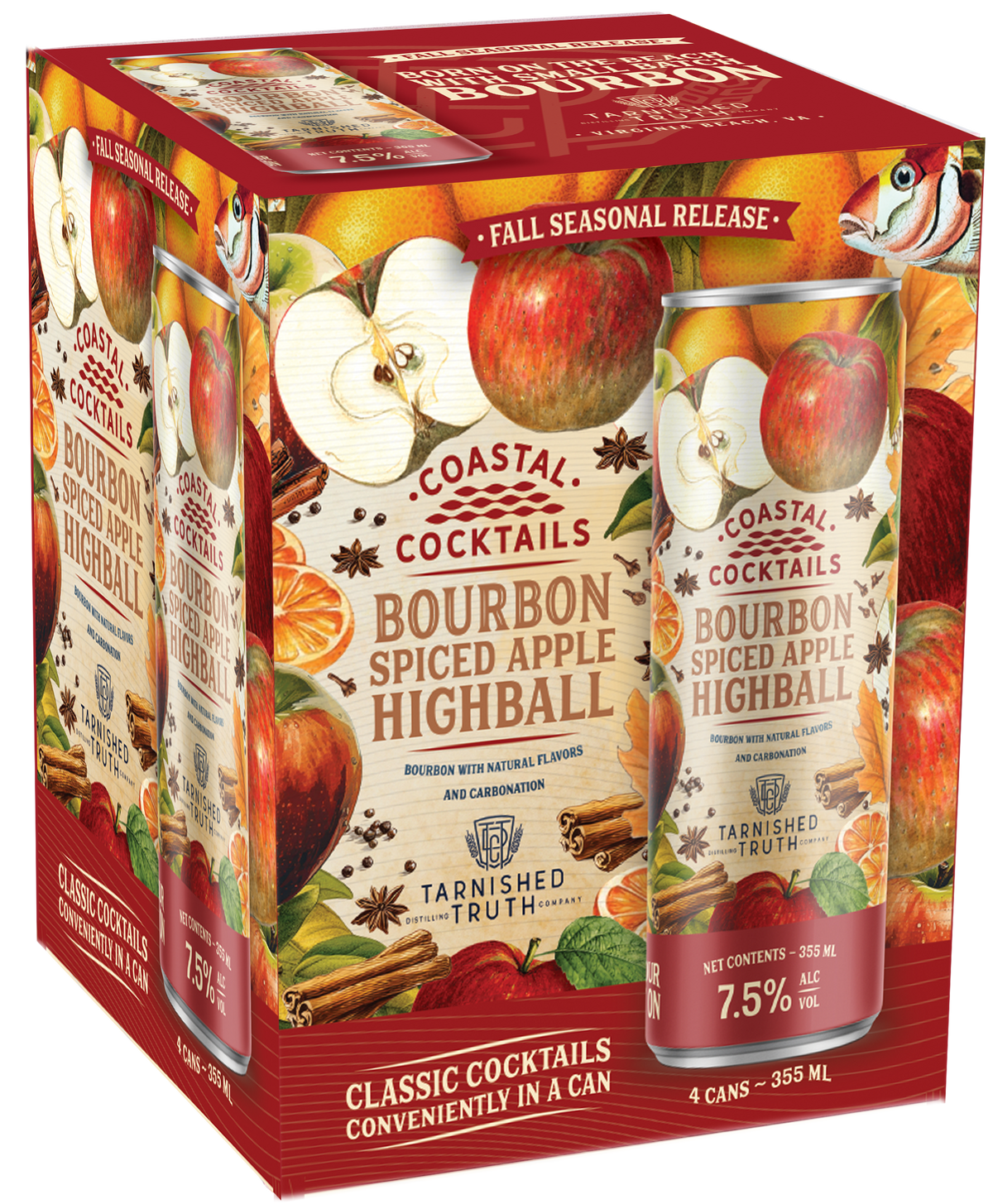 Coastal Cocktails Spiced Apple Bourbon Highball 4-pack